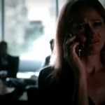 Karen talking on the phone with Claire